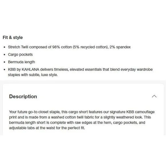 KBB KAHLANA Target XS Extra Small Mid-Rise The Cargo Shorts Camo Bermuda Short - Picture 3 of 9